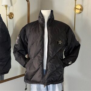 Vintage Pro Player Dallas Cowboys Down Puffer Jacket Black Silver NFL Medium